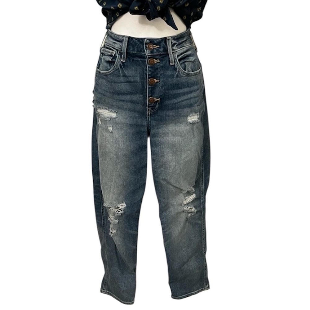 Hollister Woman’s Ultra High-Rise Distressed Faded Vintage Stretch Mom Jean 26